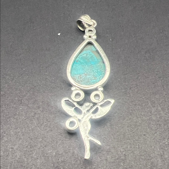 Silver and Turquoise Fairy Pendant - Picture 3 of 3